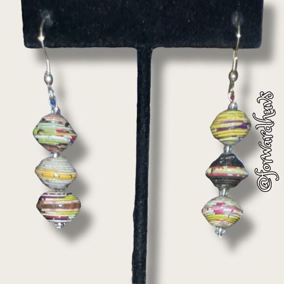 Bundle Sale 3 for $15 | Handcrafted Paper Bead Dangle Earrings - Picture 1 of 5